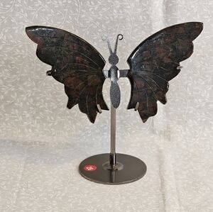 Fruit Jasper Crystal Metal Sculpture